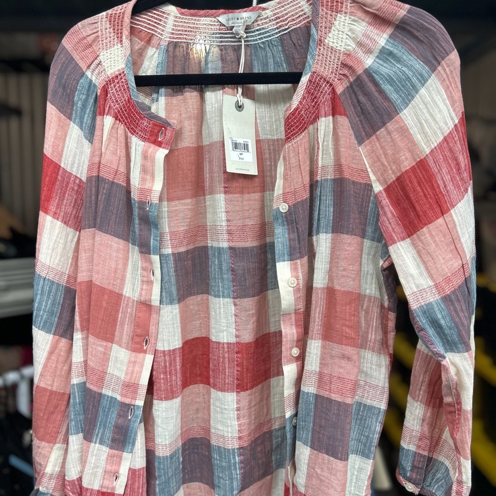 Lucky Brand Multicolor Plaid Blouse